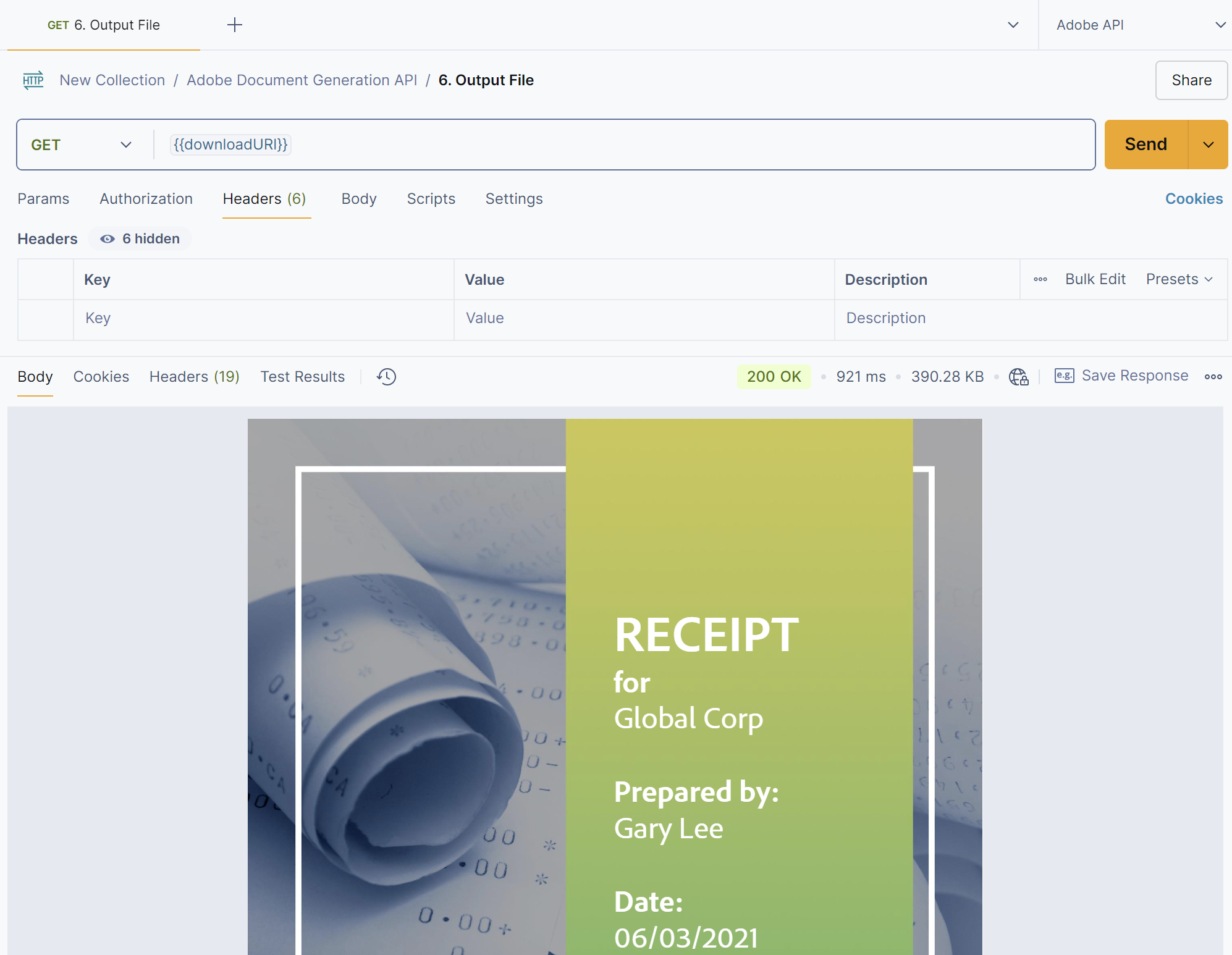 Download Generated Document Example